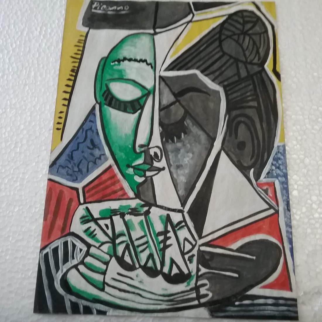 Pablo picasso drawing painted in watercolor on paper: Signed and Stamped Pablo Picasso Spanish Artist Mixed Media on Paper, on verso inscribed "Succ. Pablo Picasso Coll. Marina Piccaso", "Gallerie Mathias Fels Paris". Aprox size 20 x 30 cm. This item has