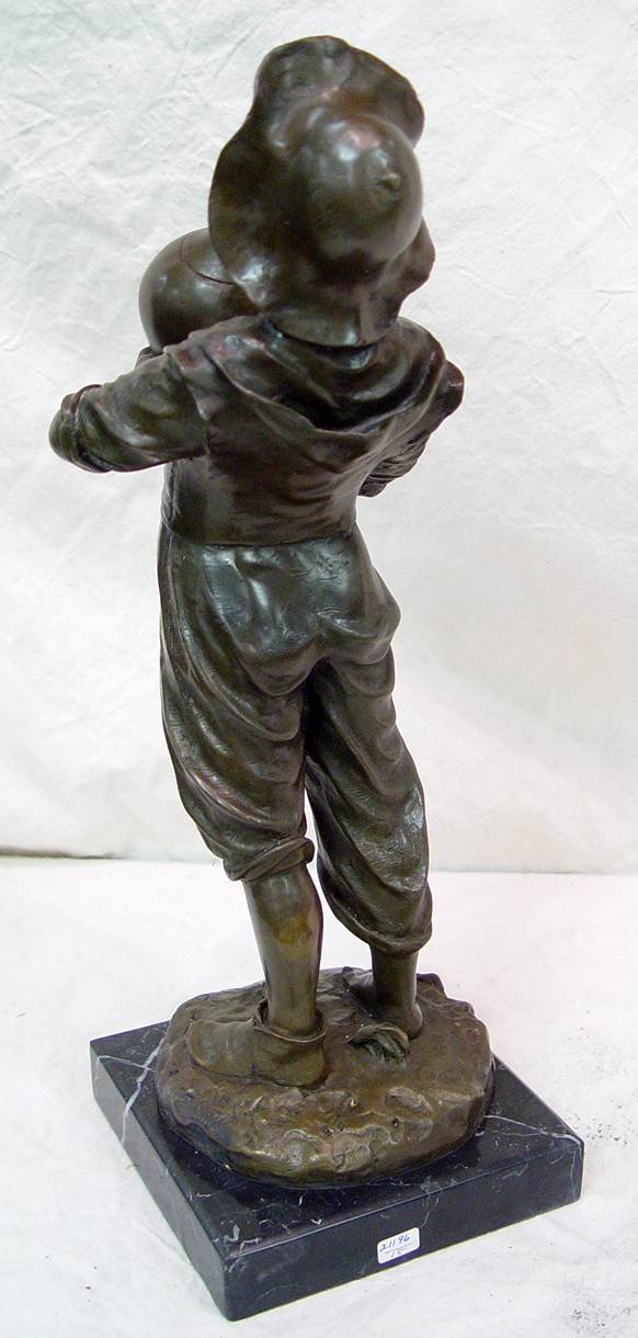 CONTEMPORARY BRONZE BOY WITH TEAPOT 16" TALL - 2