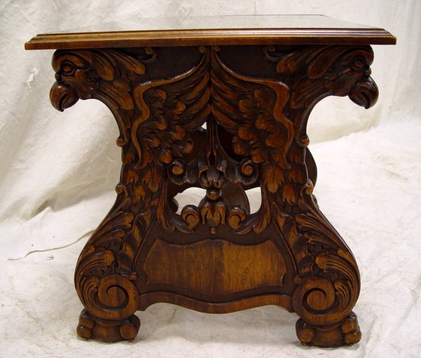 OCCASIONAL TABLE WITH CARVED EAGLES 21" TALL 27" W - 2