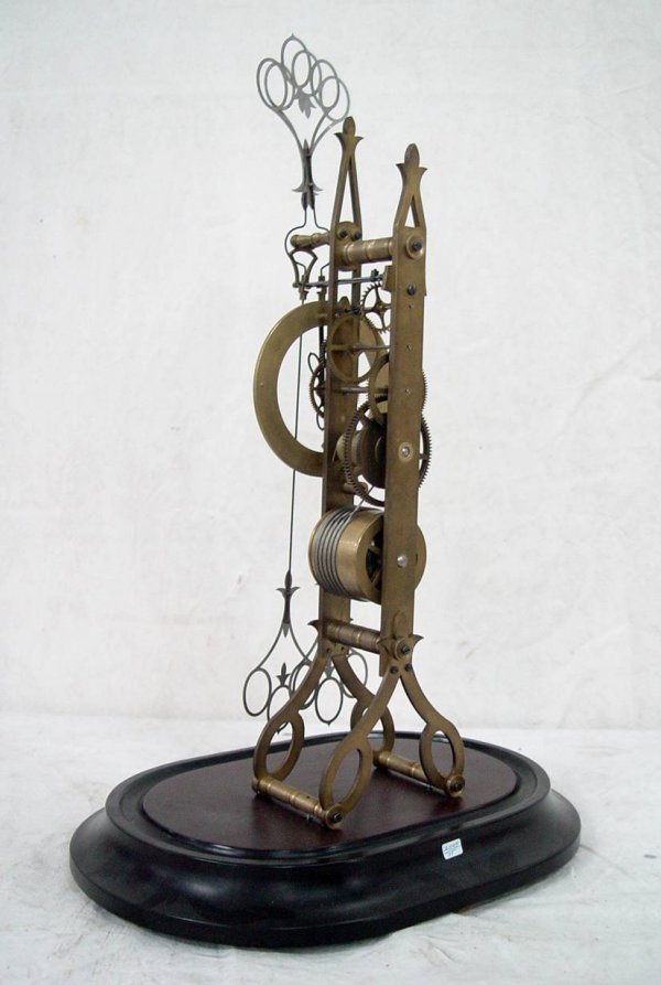 SCISSORS SKELETON CLOCK UNDER DOME 26" TALL - 2