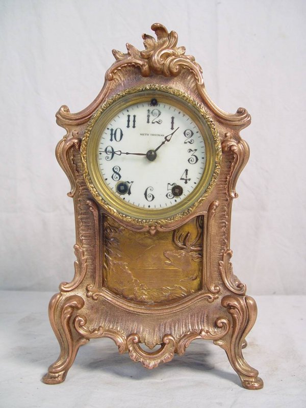 SETH THOMAS ROCOCO-STYLE MANTEL CLOCK 13" TALL 8" W