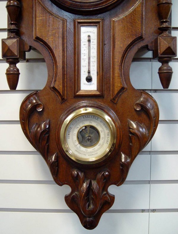 FRENCH ACORN WALL CLOCK WITH BAROMETER & THERMOMETE - 2