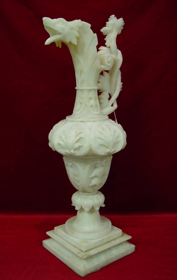 CARVED ALABASTER URN 27" TALL