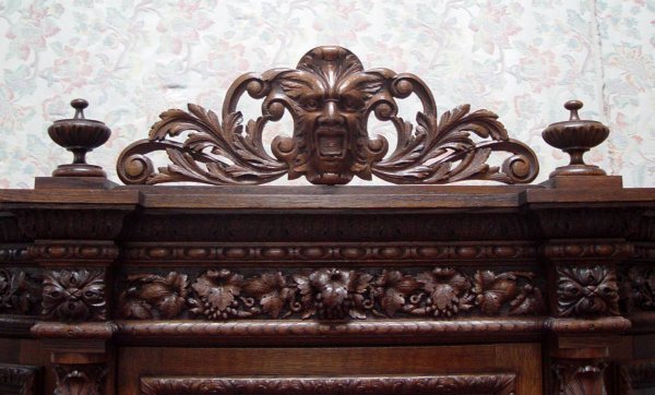10 PIECE HEAVILY CARVED QUARTER SAWN OAK DINNING R - 4