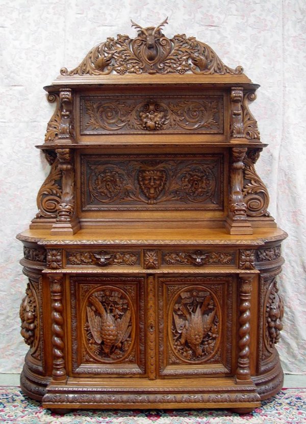 10 PIECE HEAVILY CARVED QUARTER SAWN OAK DINNING R - 5