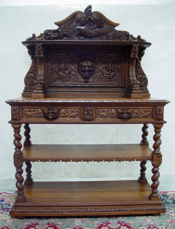 10 PIECE HEAVILY CARVED QUARTER SAWN OAK DINNING R - 9
