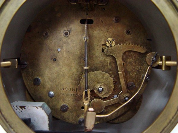 UNSIGNED ROYAL BONN MANTEL CLOCK WITH ANSONIA OPEN - 2