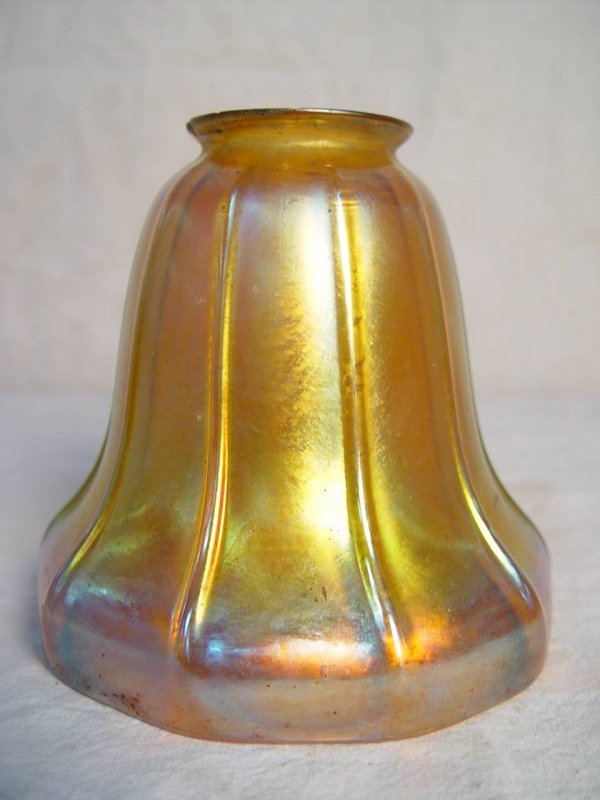 GOLD AURENE 2" FITTER SHADE SIGNED TIFFANY WITH PA