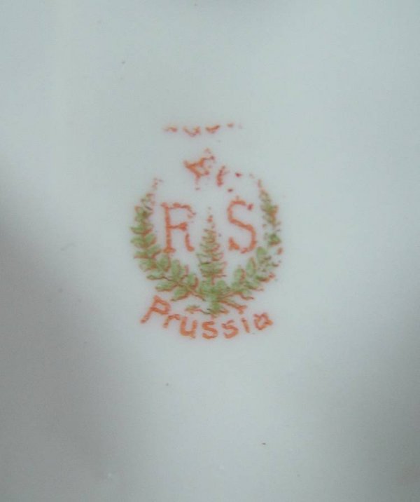 R.S. PRUSSIA TANKARD WITH FLOWERS 11 1/2" TALL 9" - 2