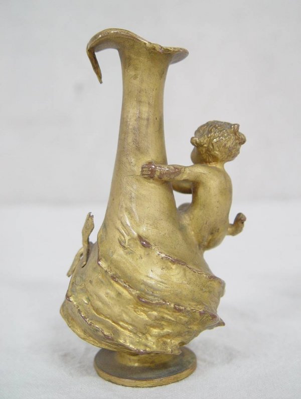MINIATURE BRONZE VASE WITH WATER BABY - 2