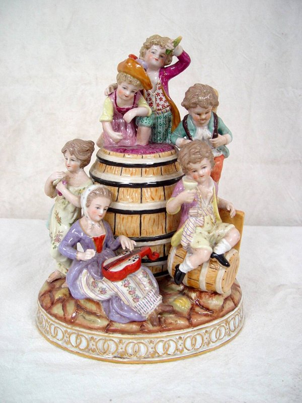 PORCELAIN GROUPING 11 1/2" TALL 8" WIDE 2" DEEP