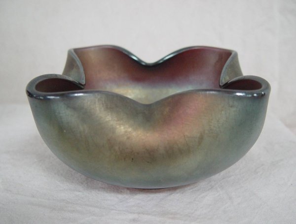 SIGNED IMPERIAL AMETHYST CARNIVAL GLASS BOWL 2 1/2