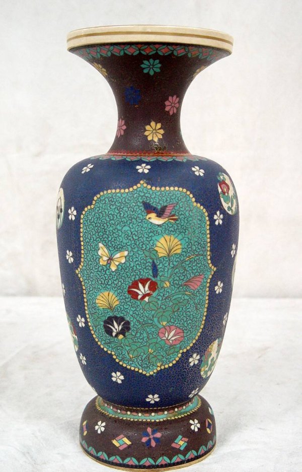RARE PORCELAIN & CLOISONNE VASE 13" TALL 5" ACROSS