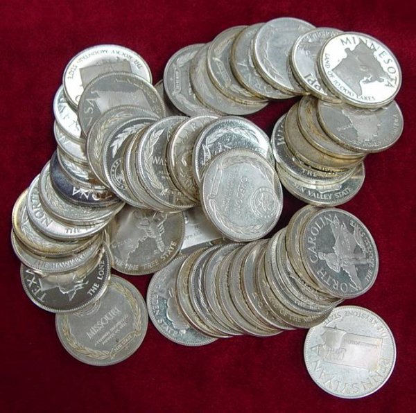 50 SILVER COMMEMORATIVE STATE COINS 22 OZ