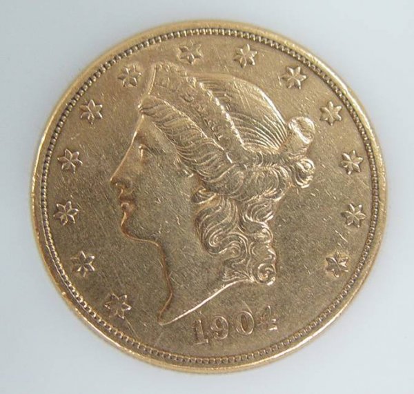1904 US 20 DOLLAR LIBERTY HEAD GOLD COIN