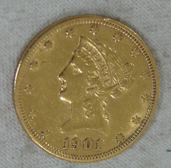 1901 US 10 DOLLAR LIBERTY HEAD GOLD COIN