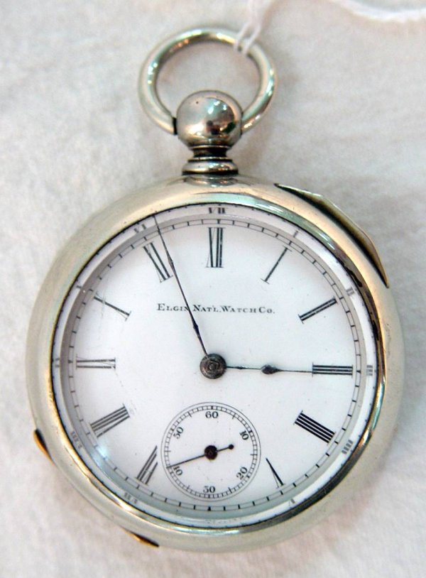 ELGIN NATIONAL WATCH CO OPEN FACE KEY WIND CHAIN D