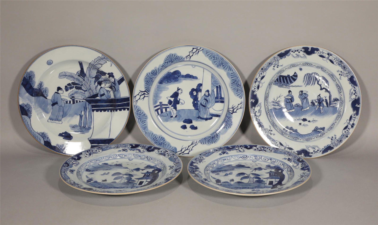 Five Blue and White Plates Yongzheng Style (1 of 7)