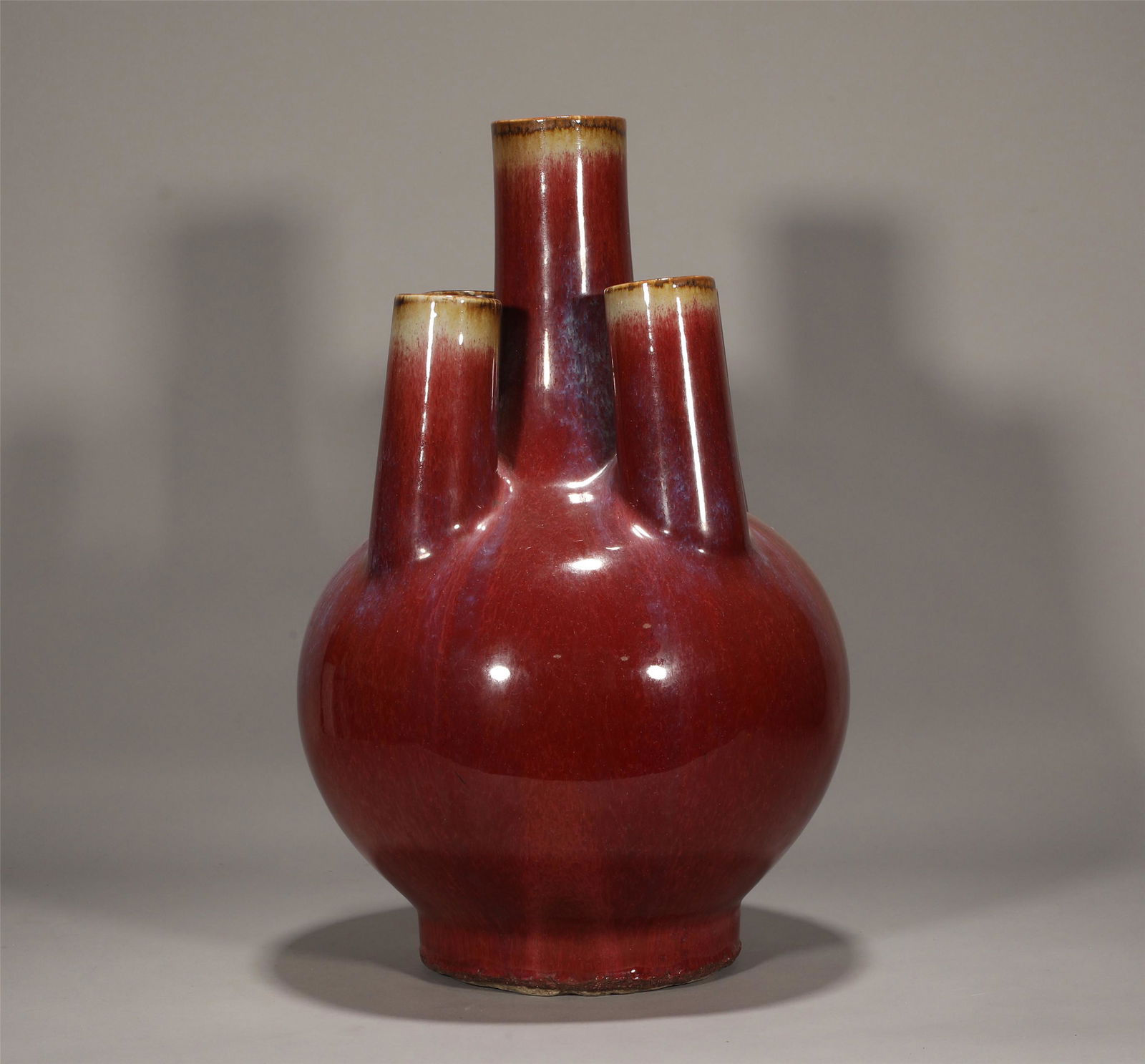 Flambe Glazed Five Sprout Vase Qing Style (1 of 9)
