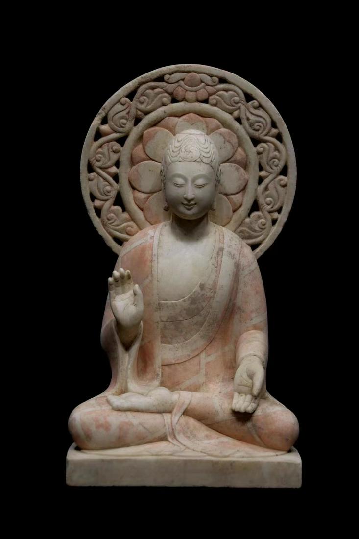 Carved Marble Seated Buddha Sui Style (1 of 5)