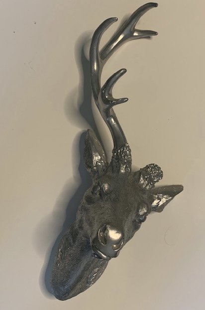 Wall Dear Head: Cast dear head you can mount on wall Easy to mount .