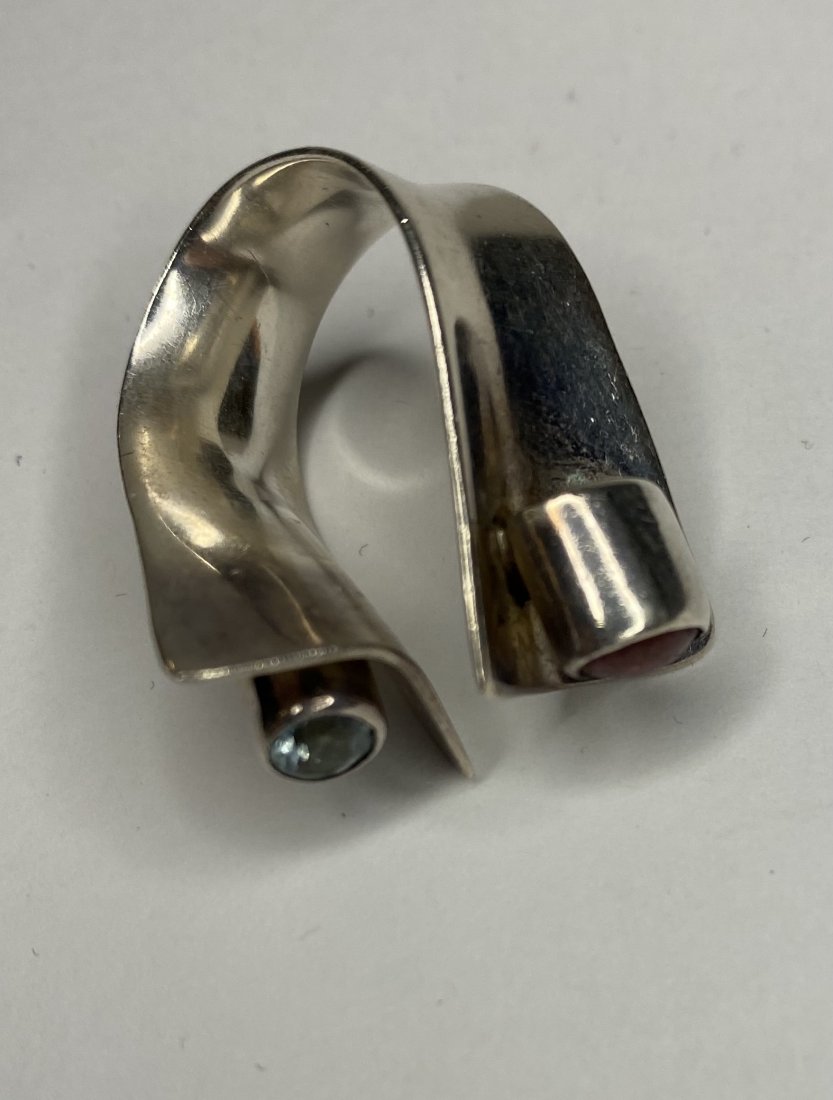 Vintage Blue Topaz Red Stone Silver Ring (1 of 2)