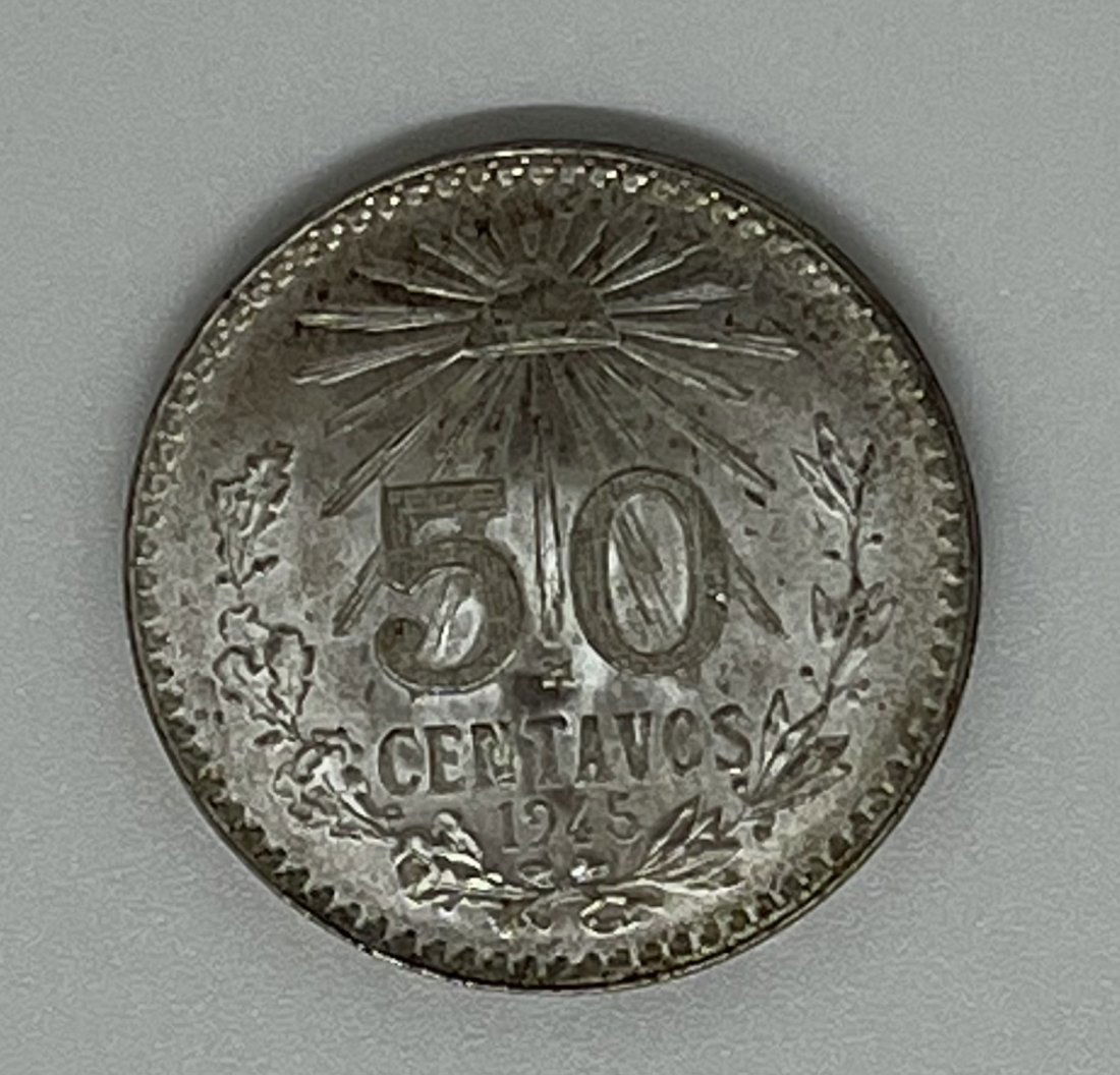 1945 Mexico 50 Centavos 72% Silver (1 of 2)