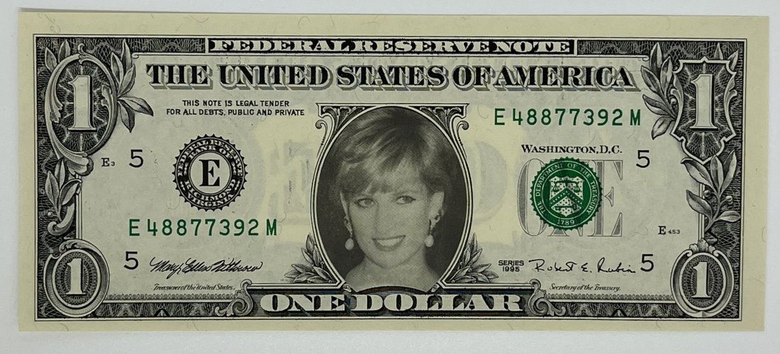 Princess Diana One Dollar: 1995 Series Princess Diana One Dollar Bill Legal Tender US Bill