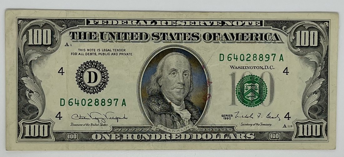 1990 A Hundred Dollar Bill: 1990 A hundred Dollar Bill