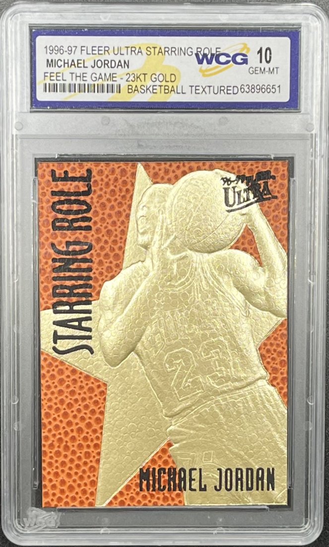 Michael Jordan Feel The Game: Michael Jordan Feel The Game Basketball Texture Fleer Ultta Starring role gold mint 10 card