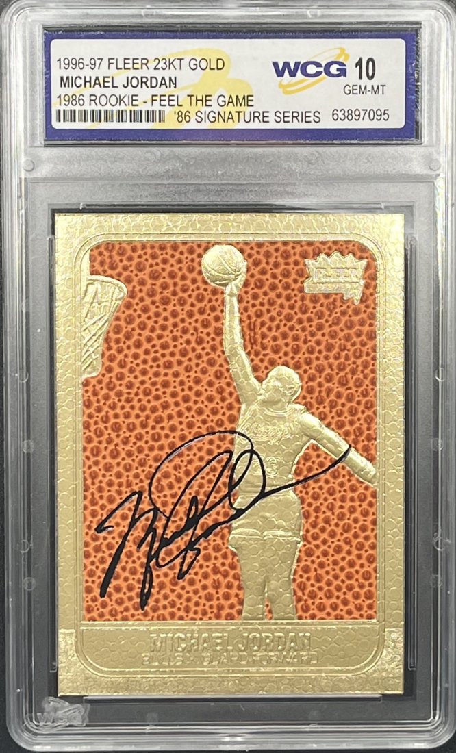 Michael Jordan Rookie Feel The Game: Michael Jordan Rookie feel The Game limited edition 1996 97 fleer Mint 10 gold card