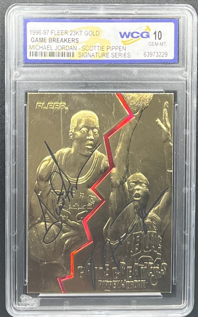 Michael Jordan Scottie Pipen: 1996 Fleer Michael Jordan and Scottie Pippen signature series gold card mint 10