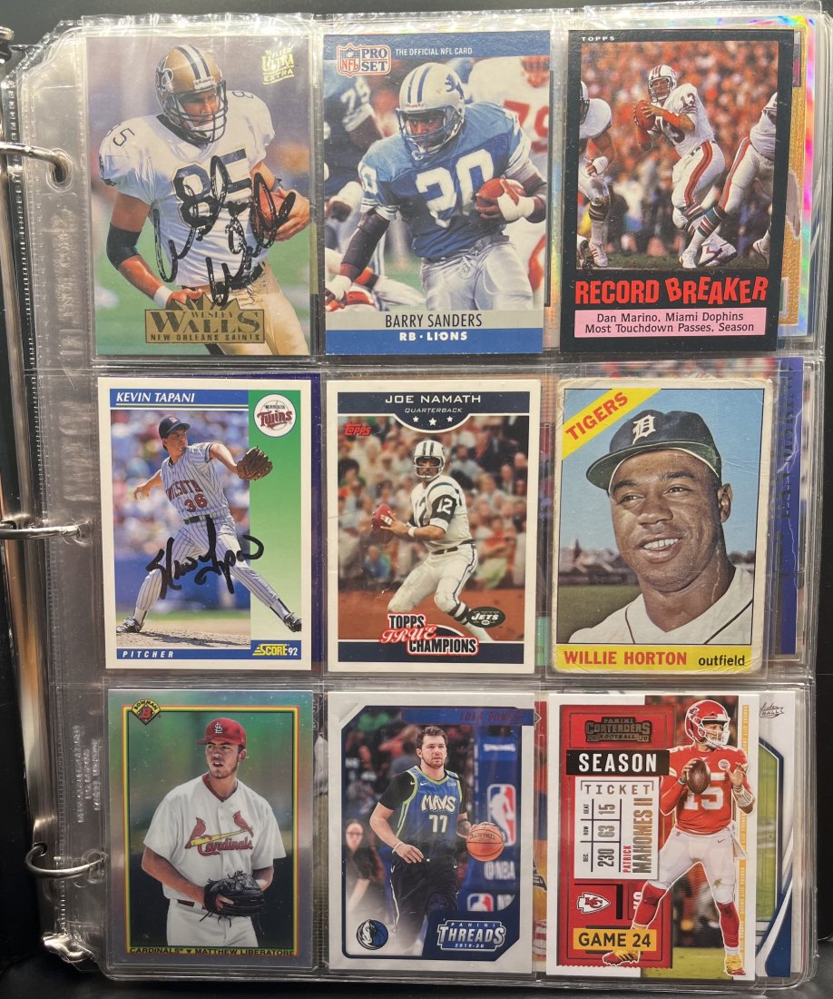 Auto Sport Cards Binder: Binder of sport cards with autos and many other cards. Luka Doncic card, Mathew , DK Metcalf, Dan Marino, jalen Reagor, Jerry Rice, Derrick Henry, Russel Wilson, Ichiro, Peyton Manning, Joe Montana an