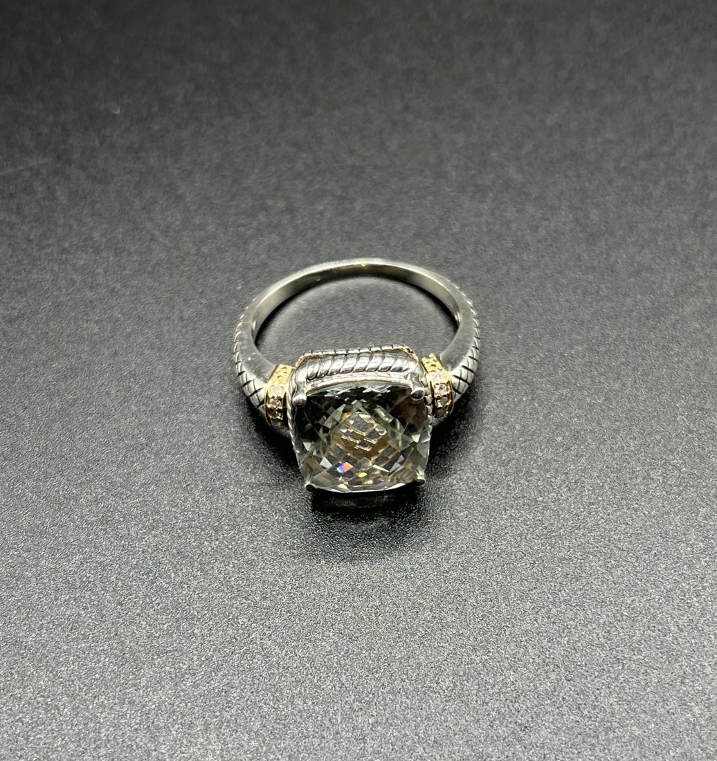 14k Gold Ring: 14 k gold Tourmaline ring with silver . Stamped 14k 925 MCF. â€œTourmaline stone tested by Presidium gem Tester . Weights 5.9 grams. Size : 10