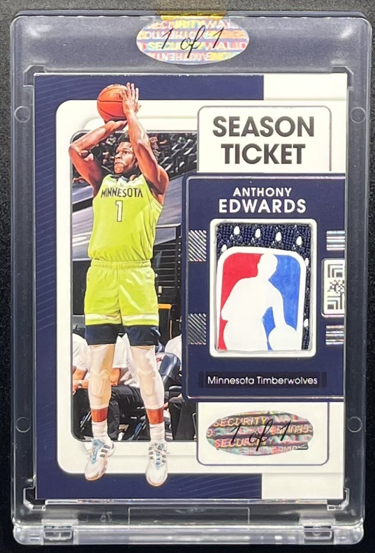 Anthony Edwards One Of One: Anthony Edwards Patch Custom Basketball Card one of one In its case Minnesota