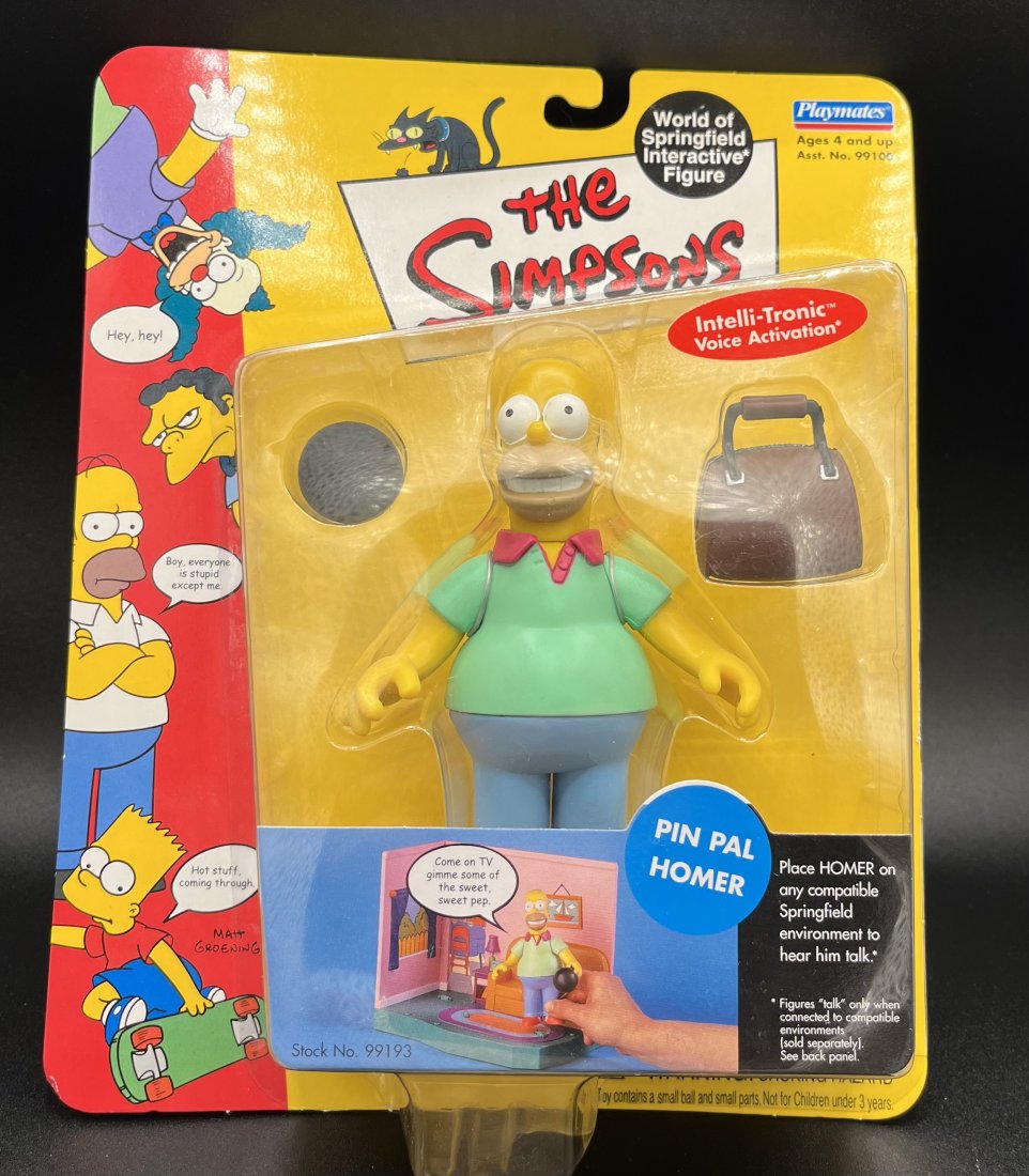 The Simpsons Figure: THE SIMPSONS WORLD OF SPRINGFIELD FIGURE PIN PAL HOMER PLAYMATES NEW IN PACKAGE