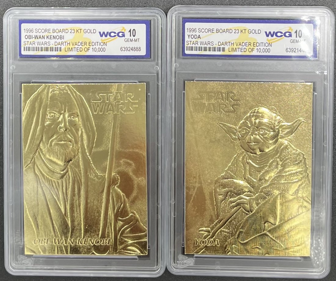 Yoda Star Wars Limited Edition Cards: (2) two Star Wars Cards mint 10 limited edition . Yoda and OBI Wan Kenobi Card