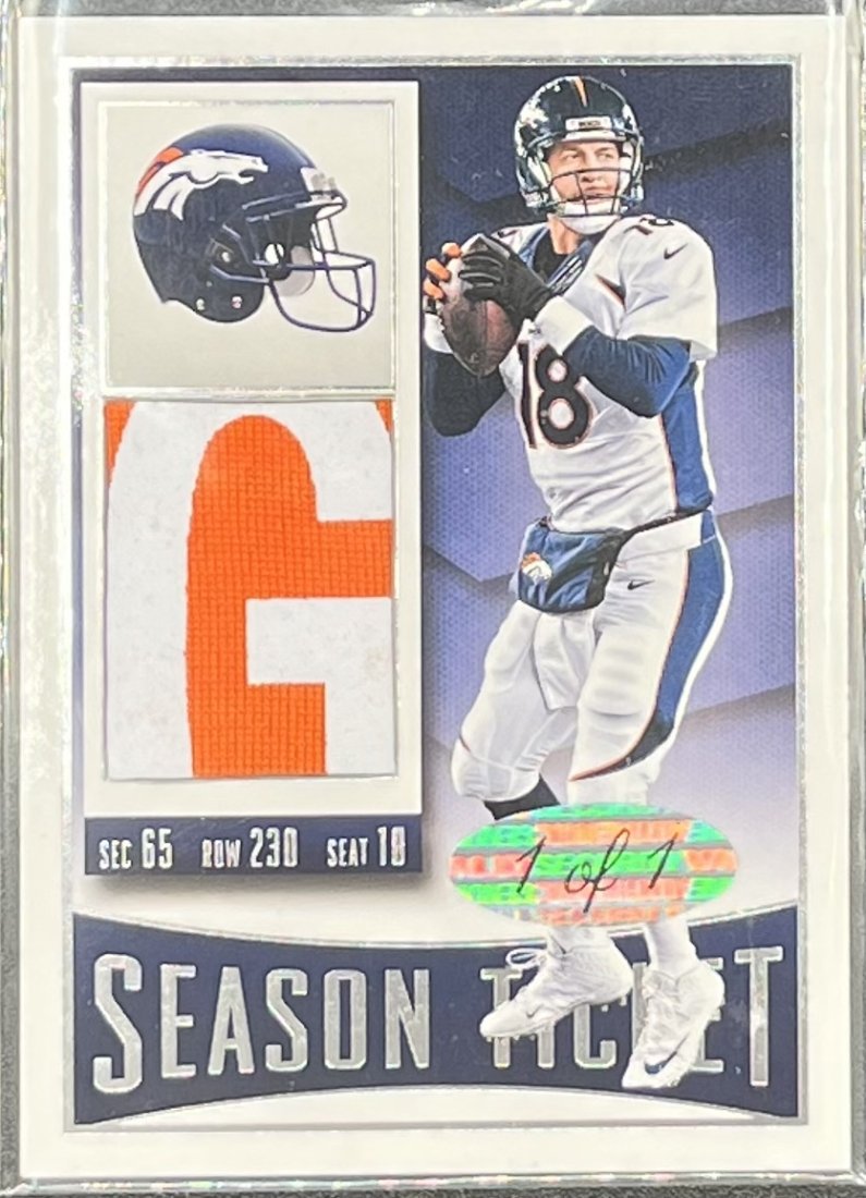 Peyton Manning One Of One: Peyton Manning patch custom Football Card one of one 1/1