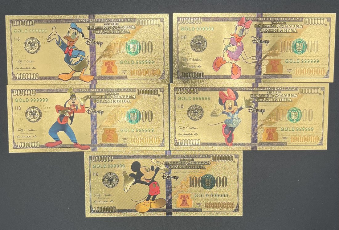 Disney Bills Collection: Mickey Mouse And Donald Duck Disney collection total of 5 bills