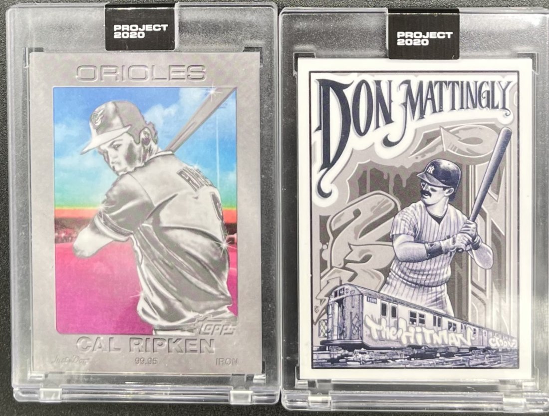 Cal Ripken Don Mattingly Baseball Cards: (2) two Project 2020 cards. Cal Ripken Jr and Don Mattingly Baseball cards sealed in its original case