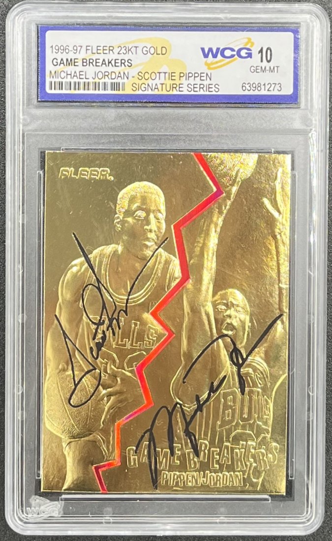 Michael Jordan Scottie Pippen Card: Michael Jordan and Scottie Pippen signature series basketball card mint 10