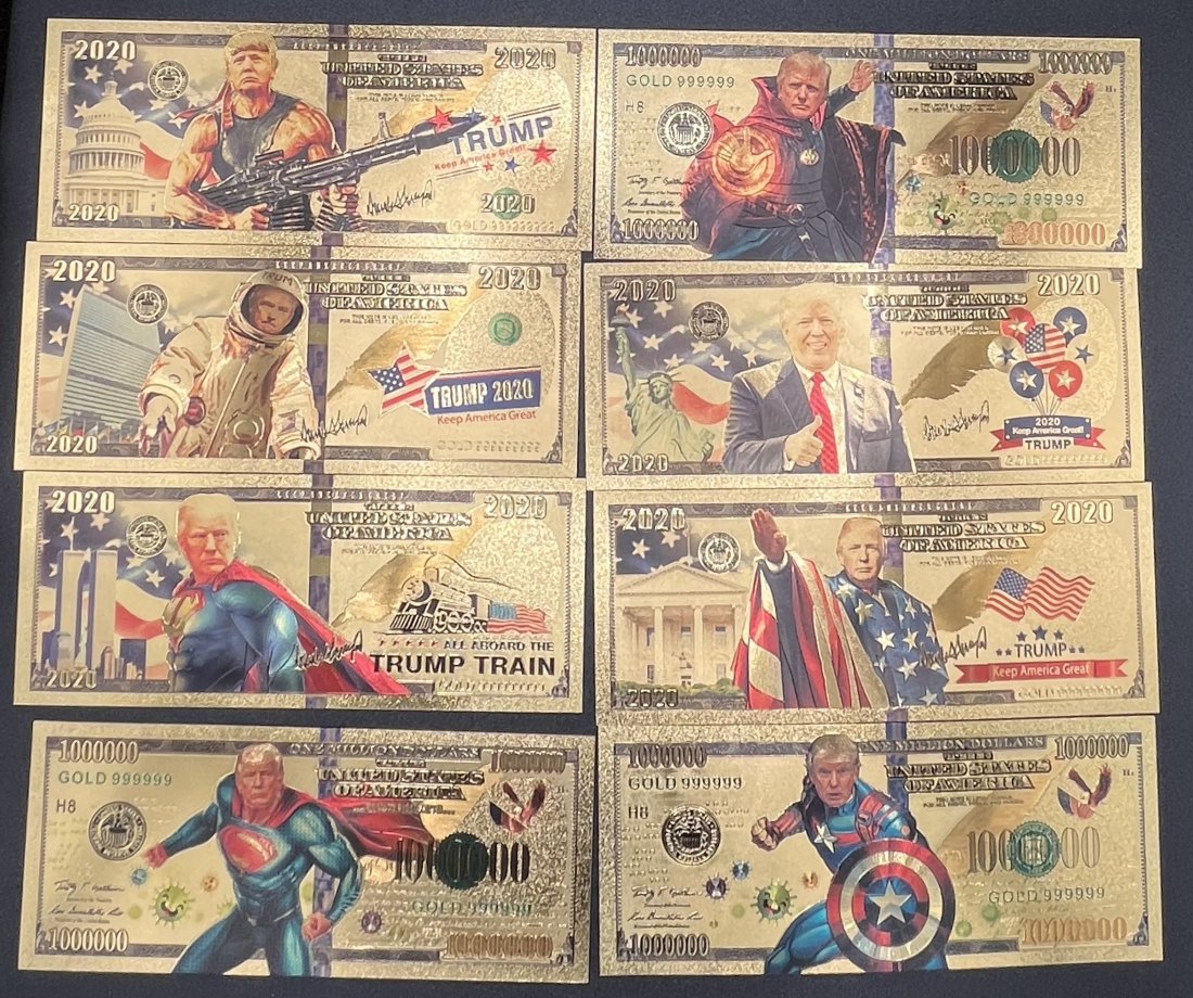 Donald Trump Super Heroes Collection: Donald Trump super heroes gold plated bills collection