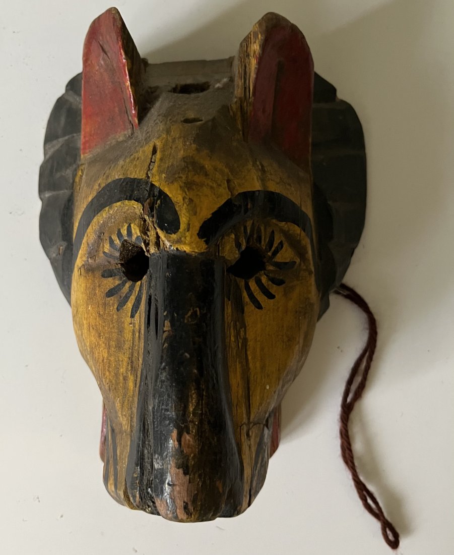 Dog Hand Painted And Carved Wood Art Piece (1 of 4)