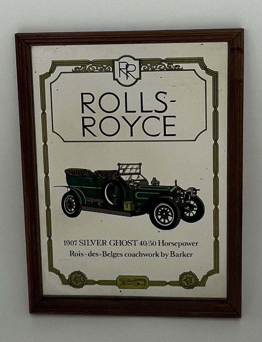 Vintage Rolls-Royce 1907 Silver Ghost Glass Mirror (1 of 2)