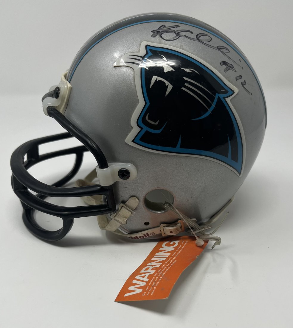 Riddell Helmet Autographed: Mini Helmet Autographed by Kerry Collins #12 Panthers team