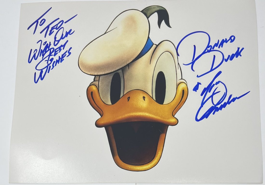 Autographed Walt Disney Donald Duck Photo: Signed by the Voice of Donald Duck, Tony Anselmo, since 1985. size: 8 X 10 photo. #artist #donaldduck #tonyanselmo #collectingautographs Artist: Tony AnselmoCountry of Origin: USA