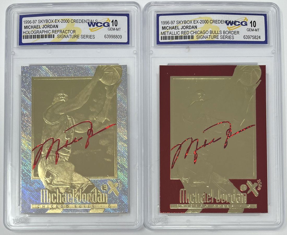 Michael Jordan Metallic Red And Holographic Refractor Cards (1 of 2)