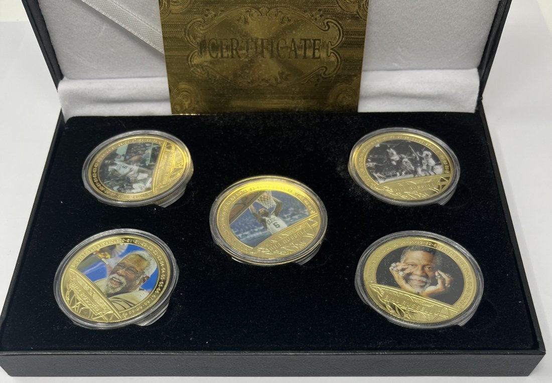 Bill Russell Coins Collection: Bill Russell Coins Collection gold plated with certificate in box