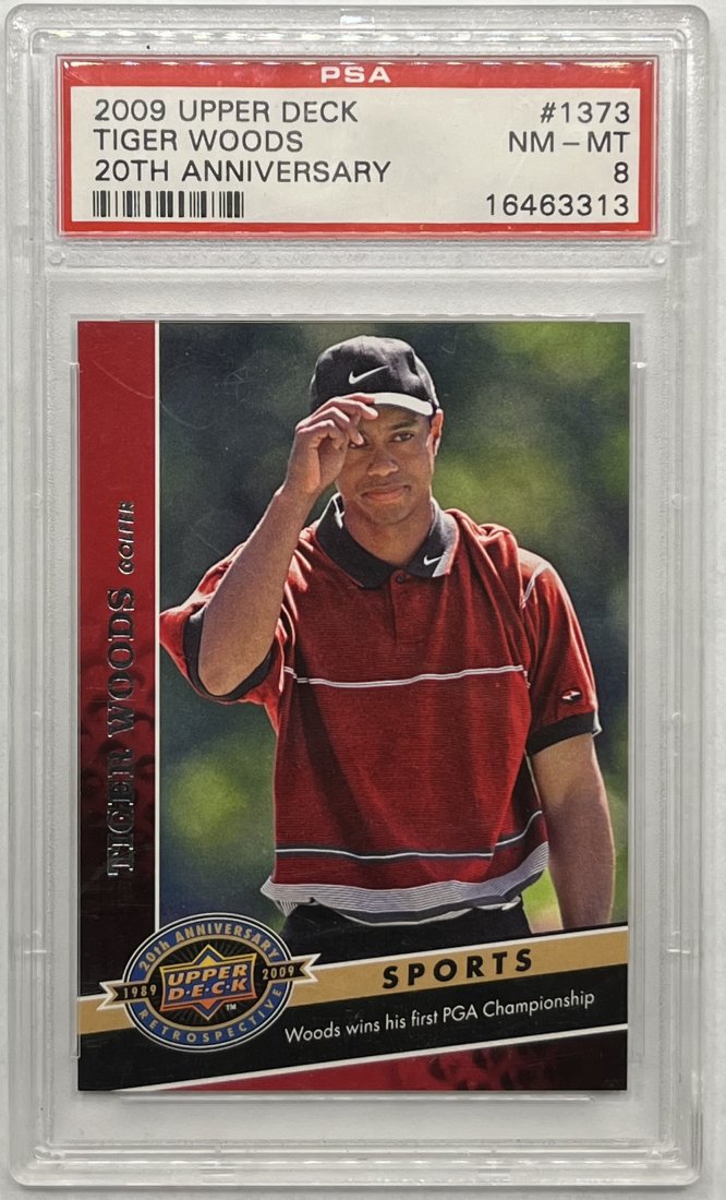 2009 Tiger Woods 20th Anniversary Card: 2009 Tiger Woods 20th Anniversary Golf Card psa 8