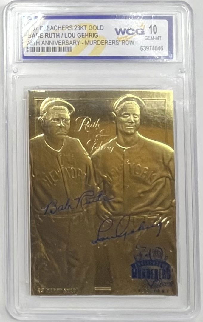 Babe Ruth And Lou Gehrig Card: 1997 Babe Ruth And Lou Gehrig 70th Anniversary baseball Card Mint 10